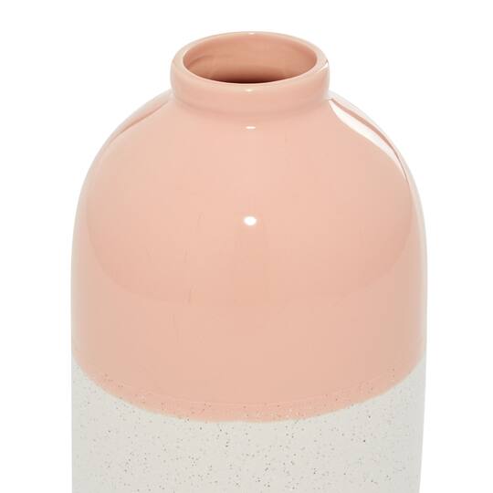 Pink Ceramic Modern Vase, 10" x 6" x 6"